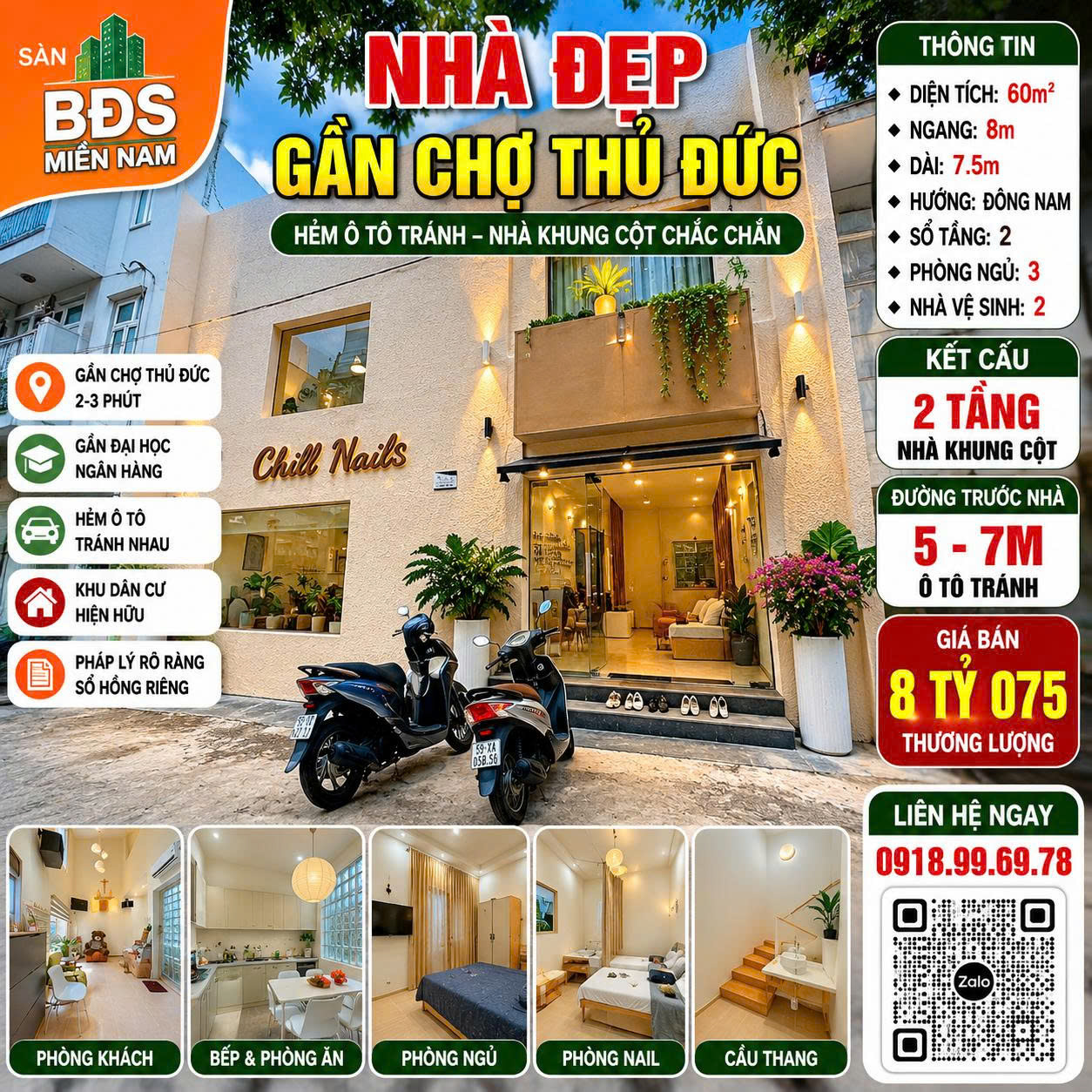 Bán Nhà Gần Chợ Thủ Đức 60m², Hẻm Ô Tô Tránh Nhau, Giá 8 Tỷ 075