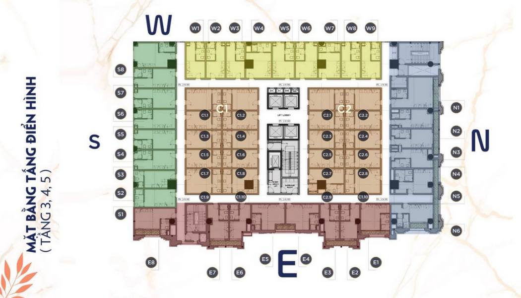 Mặt bằng tầng 3 4 5 dự án căn hộ Ecotel The Alleys Tân Bình