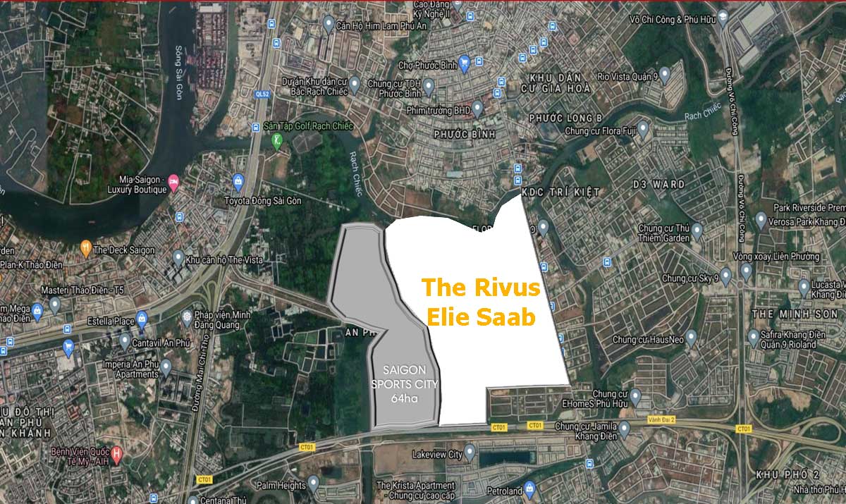 Vị trí Dự án Khu đô thị The Rivus Elie Saab Quận 2 Thành phố Thủ Đức