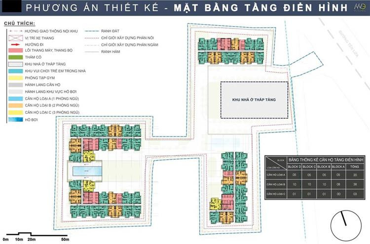 Phương án thiết kế mặt bằng điển hình dự án căn hộ Moonlight Complex