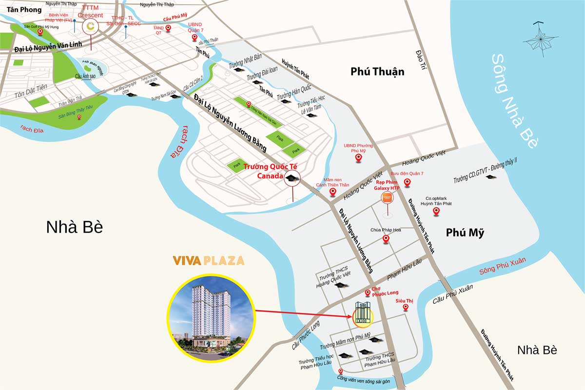 Vị trí Dự án Căn hộ ViVa Plaza 15B Nguyễn Lương Bằng Quận 7