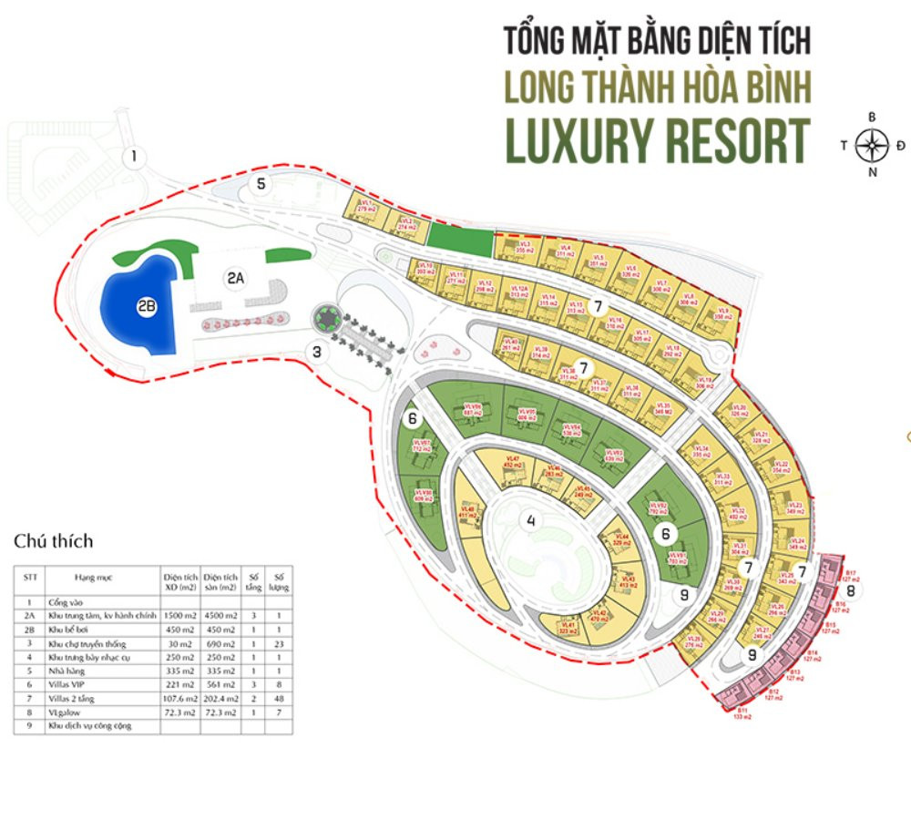Mặt bằng phân lô dự án biệt thự Long Thành Hòa Bình Luxury Resort