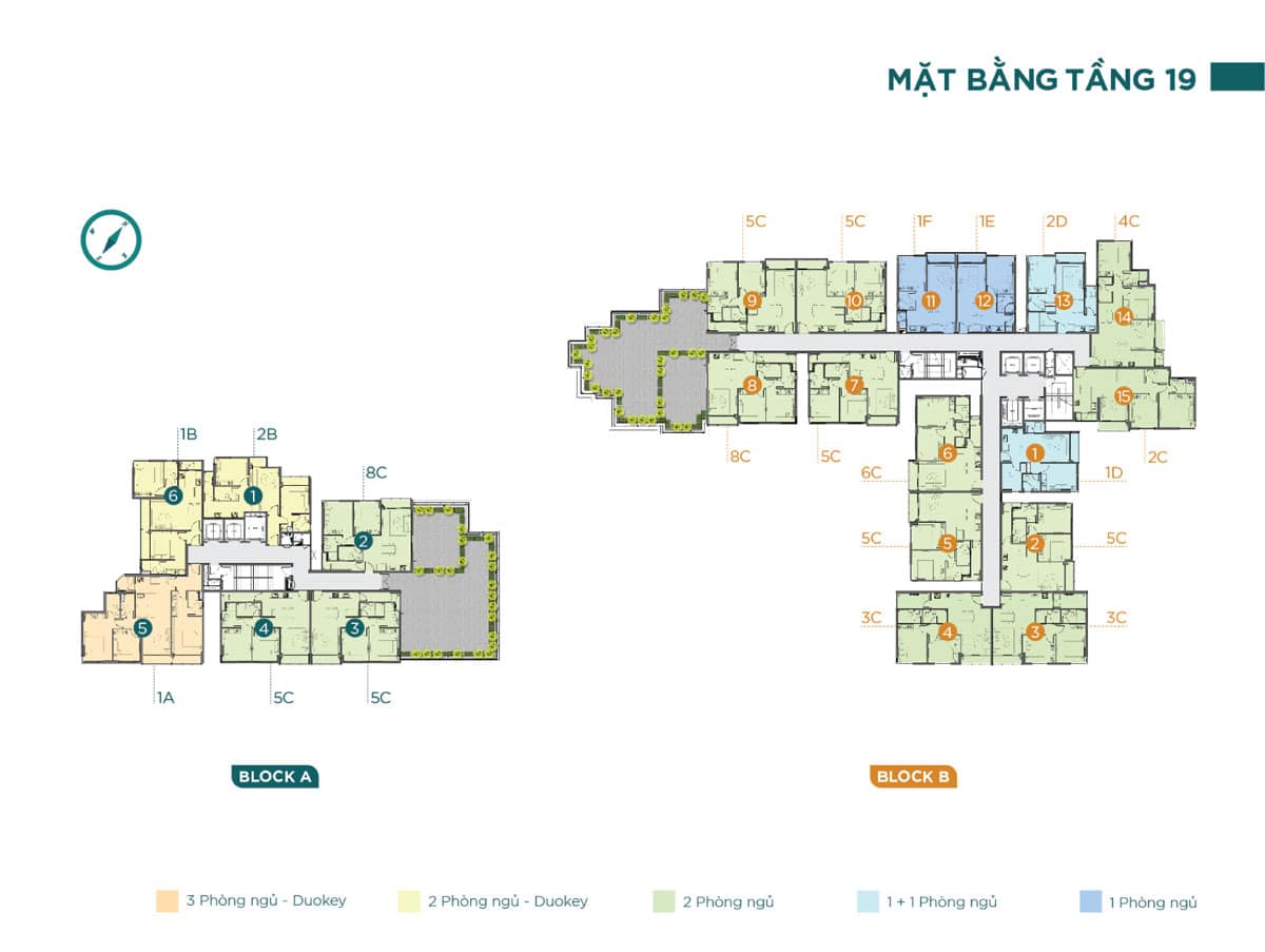 Mặt bằng điển hình tầng 19 Dự án Căn hộ Chung cư D’Lusso Quận 2