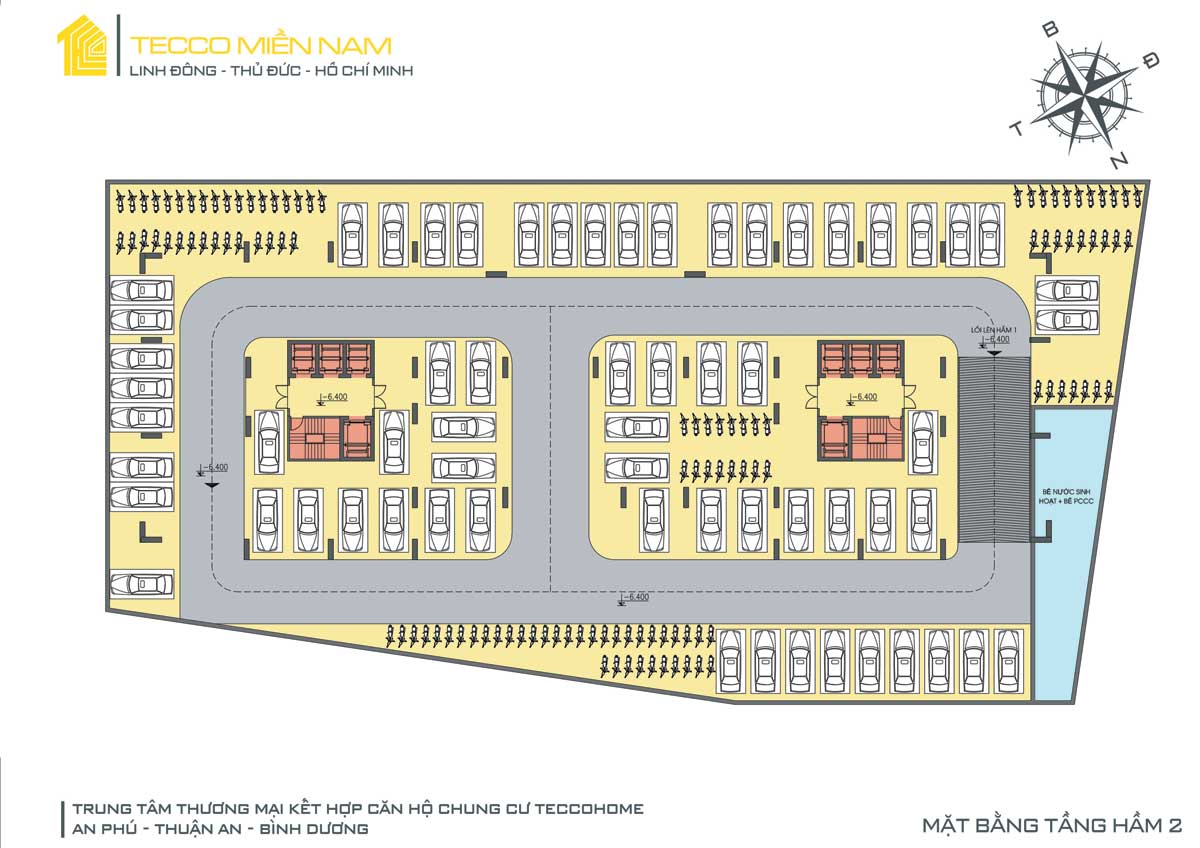 Mặt bằng Tầng Hầm 2 Dự án Tecco Home An Phú