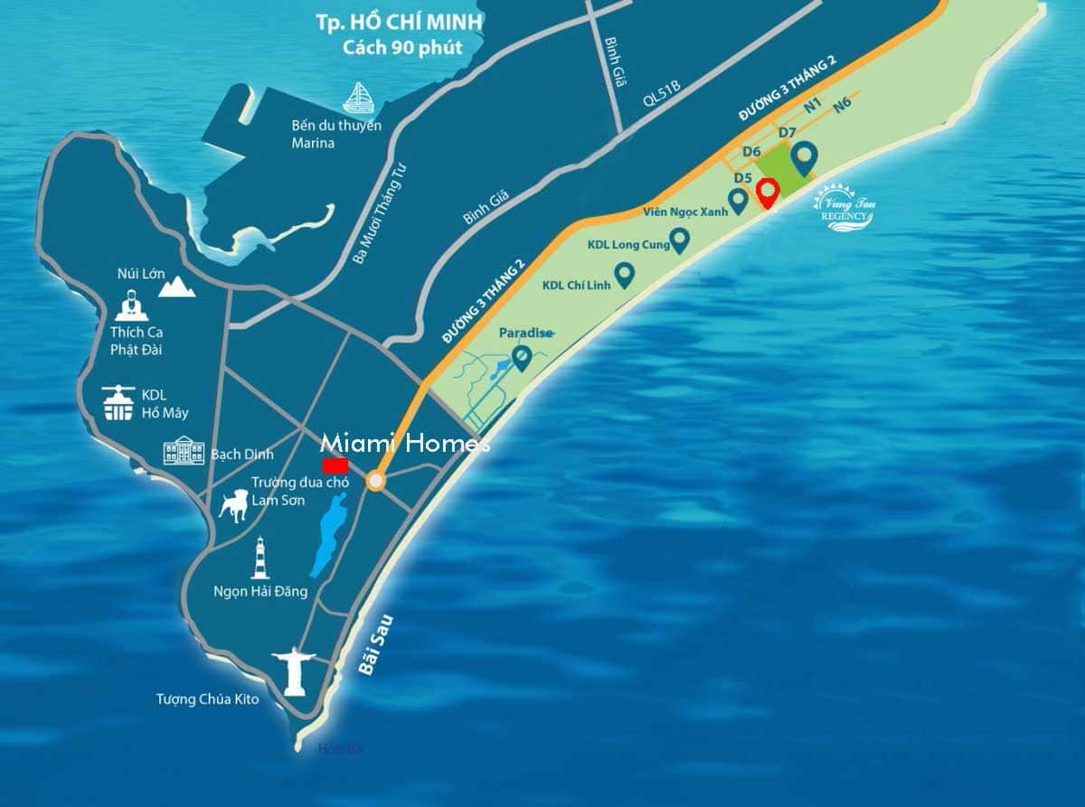 Vị trí Dự án Miami Homes Đồi Dừa Vũng Tàu