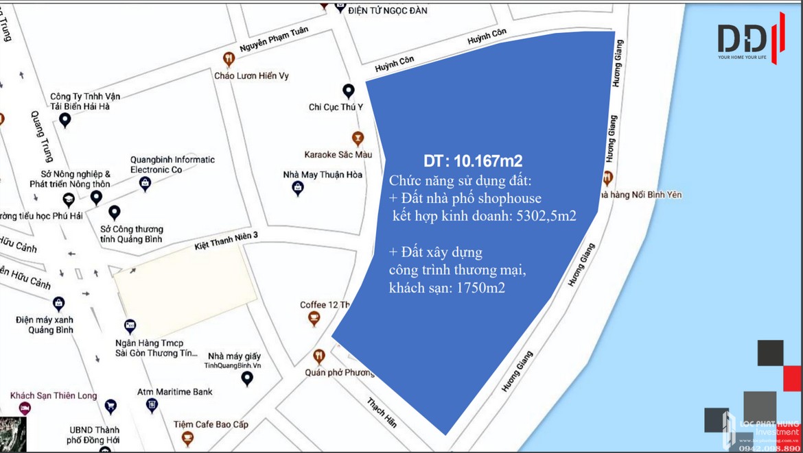 Vị trí địa chỉ dự án căn hộ Royal Quảng Bình Đồng Hới Đường Hương Giang chủ đầu tư Hoàng Gia Hưng