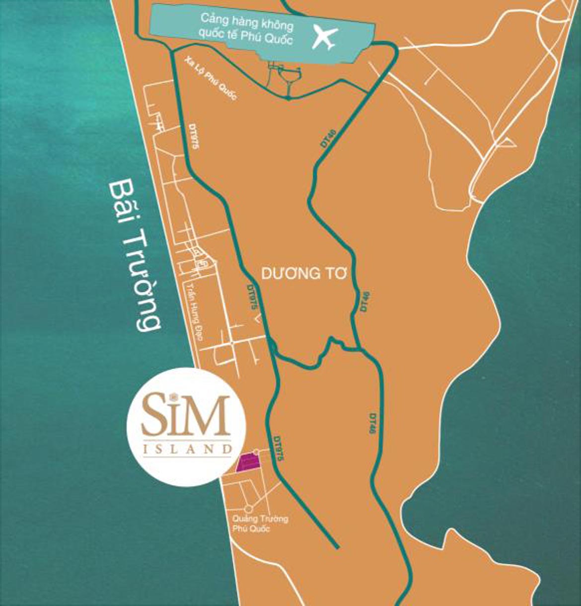 Vị trí địa chỉ dự án căn hộ condotel Sim Island Phú Quốc Đường Bãi Trường chủ đầu tư Hoàng Hải Phú Quốc